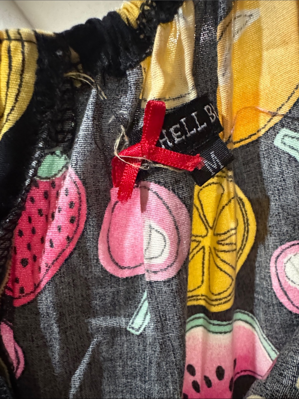 Black Fruit Print Casual Dress - Pink & Yellow - Picture 3 of 6
